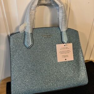 Kate Spade Blue Glitter Tinsel Satchel handbag (Frosted Sky)